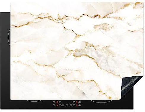 KitchenYeah© Cubre Vitrocerámica | 70x52 cm - Protector Vitroceramica Induccion - Tapa - de Mármol - Piedra caliza - Oro