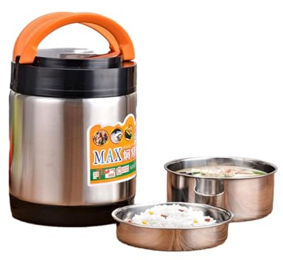 Topyond Insulated Food Jars, Stainless Steel Thermal Lunch Box with | Stainless Steel Thermal Lunch Box with Concealed Handle 3-Layer 1800ml Vacuum Leak-Proof Thermal Food Flask for Hot Meals