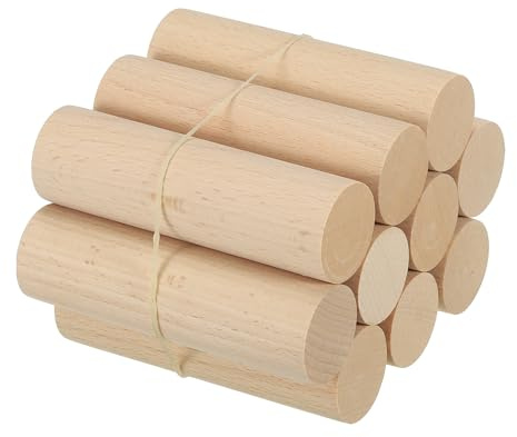 PATIKIL 1-1/5 x 4 Inch Dowel Rods Wood Sticks, 10 Pcs Unfinished Wooden Dowel Rods Round Dowels Hardwood Sticks for DIY Crafts and Home Decor