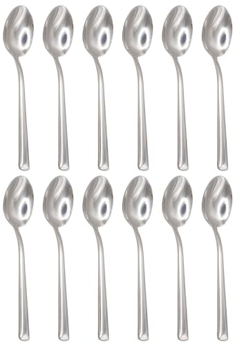 Argon Tableware Tondo Stainless Steel Teaspoons - 14cm - Pack of 12 - Silver Tea Spoons High Polished Metal Dishwasher Safe 12-Piece Tea Coffee Sugar Cutlery Set