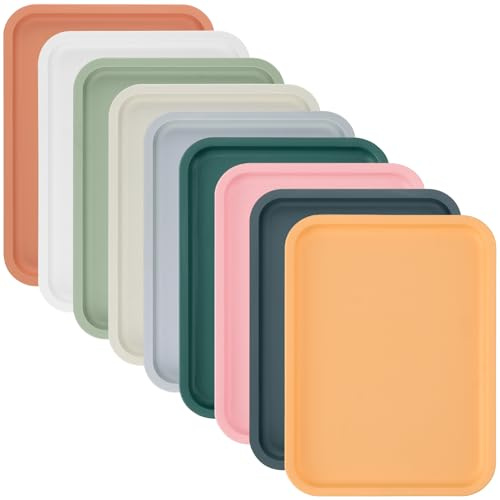 NAMYEUT 9 Stück Tablett Plastik Bunt, 30,5x23x1,5cm Plastiktabletts Rechteckig Mini Tablett, Plastik Serviertablett Bunt Kunststoff Rechteckig Tabletts für Küche Café Bäckerei Restaurant