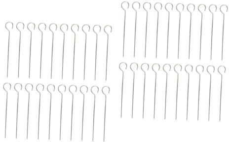 INOOMP 40pièces Brochettes Acier Inoxydable Pour Bbq Accessoires De Gril Réutilisables Antiscaldant Pour Viande Et Légumes