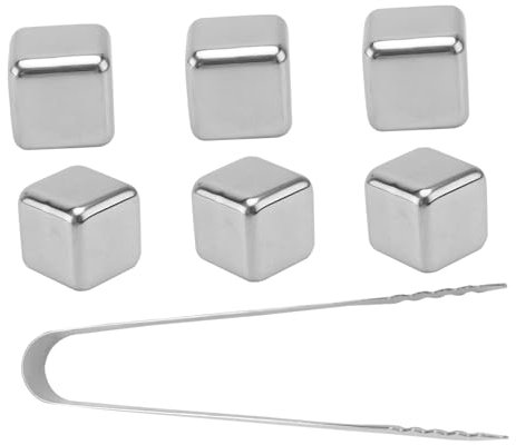 Mikinona Whiskey Rocks Ice Cubes Stainless Steel Reusable Ice Cubes Metal Blocks for Whiskey Bourbon Vodka Stone Beverage