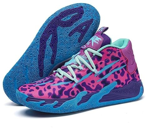 LJFIWY Chaussures de basket-ball pour homme, semelle en caoutchouc antidérapante, chaussures de sport pour l'extérieur, l'entraînement, le basket-ball, idée cadeau (rose, pointure 39)