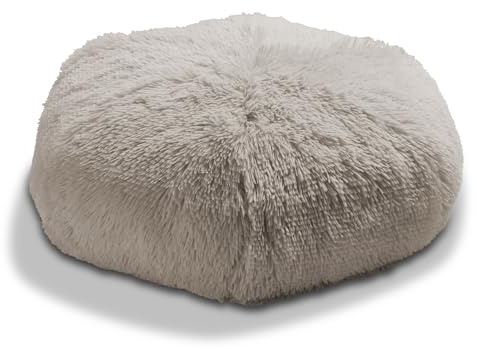 Como Sitzkissen Pouf Taupe 60 cm, vielseitig einsetzbar, für den Alltag | mit Reißverschluss, flauschiges Bodenkissen Kunstfell-Bezug Polyester, Komfortabler Sitzhocker und Fußablage