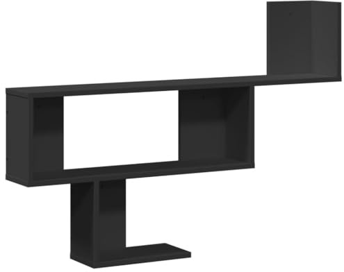 vidaXL Wandregal, Bücherregal mit Stauraum, Hängeregal für Esszimmer Wohnzimmer, Schweberegal Wandboard, Modern, Schwarz Holzwerkstoff