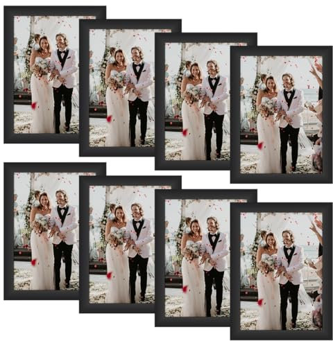 Anhow Set di 8 Cornice 13x18 cm (5 x 7 Pollici), Cornice Foto 13x18 cm Cornici Portafoto per la Decorazione - Nero / 8 Pezzi
