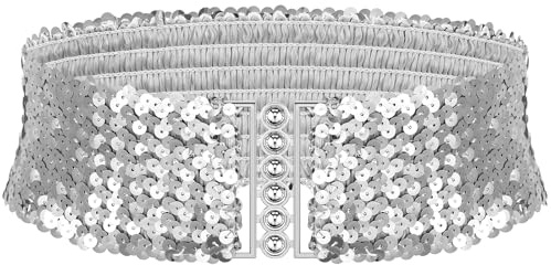 Pailletten Breite Gürtel Damen Metall Schnallen Glänzender Taillengürtel