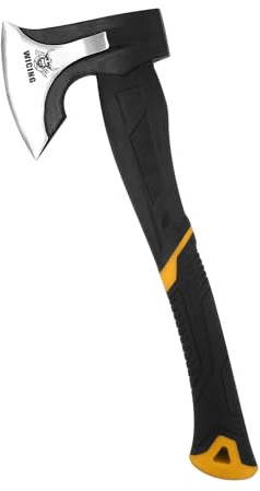 WICING Splitting Axe, 15-inch Camping Hatchet, Chopping Axe 1065 High Manganese Steel and Ergonomic Fiberglass Handle