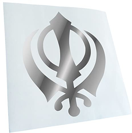 Kiwistar - Autoaufkleber - Chrom - 12x10cm Khanda Sikhismus Aufkleber für Auto, Laptop, Fahrrad, LKW, Motorrad Mehrfarbig JDM Decal Racing