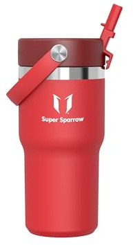 Sparrow Trinkflasche Edelstahl - Twistpath Thermosflasche mit Flex-Strohhalmdeckel - 620ml - BPA-frei Thermobecher & Auslaufsichere Thermoskanne - Kompatibel mit gängigen PKW-Getränkehaltern | Isolierbecher Thermosflasche Wasserflasche Autobecher, Auslaufsicher & Spülmaschinenfest, BPA-frei, Heiß & Kalt für Alltag
