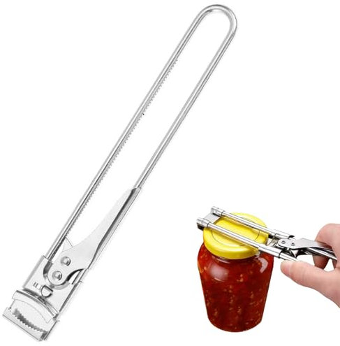 Yilceemy Apriscatole Manuale, Apribarattoli Di Vetro Regolabile in Acciaio Inox, Apriscatole Universale, per Anziani, Donne, Bambino, Artrite (22.5×3cm)