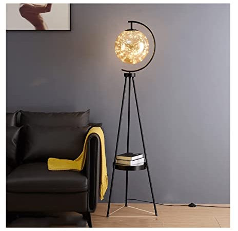 Lámparas Altas de pie lámpara de Brote de trípode Negro con estantes y lámpara de Vidrio lámpara led lámpara de pie luz para Sala de Estar de la Oficina Dormitorio luz de Lectura