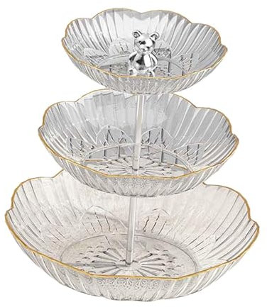 FytStycale Canasta de Frutas de Nivel Múltiple Y Torta para La Presentación de Dulces Y Postres, Borrar 3 Niveles, Individual