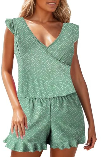 Conjunto de tankini para mujer, traje de baño de 2 piezas para mujer, traje de baño con pantalones cortos, mameluco de natación con brasier y bolsillos, trajes de baño de cobertura completa, traje de
