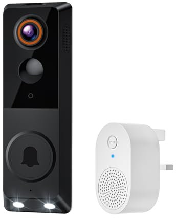 Kement 1080P Wireless Video Doorbell Camera, Doorbell Receiver Included, Smart AI Human Detection, Night Vision, 2-Way Audio, 2.4GHz WiFi, Cloud Storage, Indoor/Outdoor Security Surveillance