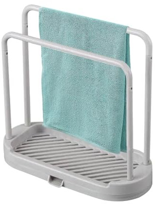 Soporte para cuenco, fregadero de cocina, organizador compacto con bandeja de drenaje, estante de esponja que ahorra espacio para paños de cocina, exfoliación, toalla y almacenamiento de cepillos en