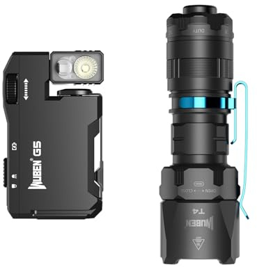 WUBEN G5 Rechargeable EDC Flashlight 400 Lumens Dual Light Sources Bundle T4 Tactical Flashlight Rechargeable for EDC Small Flashlight Powerful 401M Long Throw
