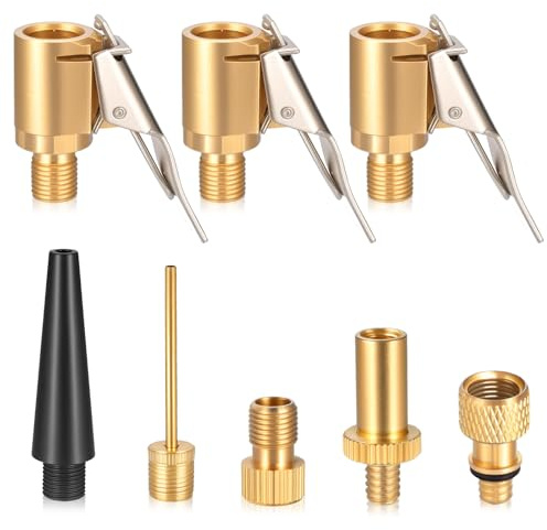 3 st bilventilspak, plugg, luftchuck, däck, uppblåsare, kontakt och 5 Schrader till presta ventiladapter, set, mässingsdäck luftchuckar för däck cykelpumpklämmor, adapter, DV AV SV BikeLuftpump