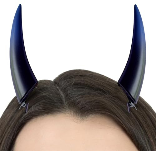 Gothic Devil Horns Haarklammern - Leichtes ABS -Cosplay -Accessoires | Halloween Kostümprops | Clip-On-Hörner für Haare, Perücken und Outfits | Rot, Blau, lila für Haarklammern, Teufel Horn Devils