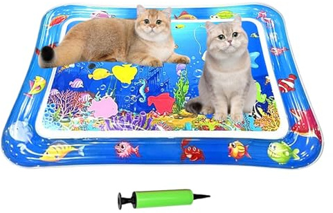 Vgvgaj Katzen Wasserkissen,Aufblasbare Trinkmatte 66 X 47 cm | Wasserdicht rutschfest Kühlkissen Spielzeug Für Kätzchen Welpen