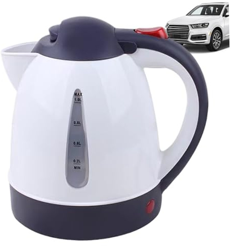 Peosaard Calentador de Agua portátil, Calentador de Agua eléctrico, hervidor eléctrico de automóvil Aislado de 1000 ml con Escala, Tetera portátil para Viajar, Acampar, hogar, 12V, automóvil