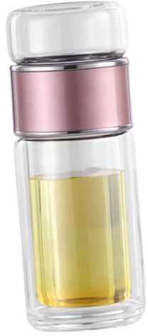 MUCKLILY Botella De Vidrio Infusor De Té Portátil Con Filtro Integrado Antigoteo Resistente Al Calor Para Oficina y Viaje Color Rosa