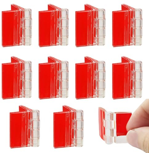 HABNI 10 Pcs Petites Charnières En Plastique Transparent Auto Adhésives En Acrylique Pour Armoire Couvercle D'Aquarium Meubles Présentoir Tiroir Meubles À Faire Soi Même