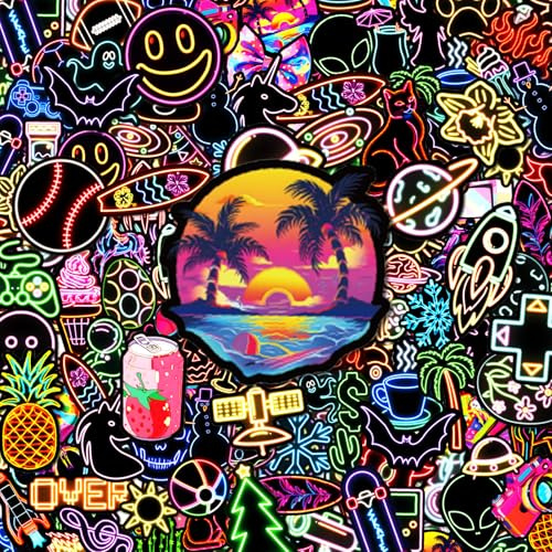 G2PLUS 300PCS Neon Stickers for Teens and Young Adults, Neon Vinyl Stickers | Waterproof Stickers For Laptops, Phone Cases, Skateboards, Water Bottles, Gaming Accessories and DIY Decoration