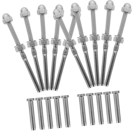 BAZEITFLOW 10 set Kit Tendifilo Acciaio Inox per Impianto Recinzione Cavi Terminali Swage Resistenti per Progetti Filo Tendifilo Interni ed Esterni