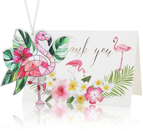 Flamingo Gifts - Flamingo Suncatcher Ornament, Flamingos Gifts for Women, Tropical Palm Flamingos Hanging Ornaments, Pink Ornaments for Christmas Tree Decorations,Christmas Decoration, with Card