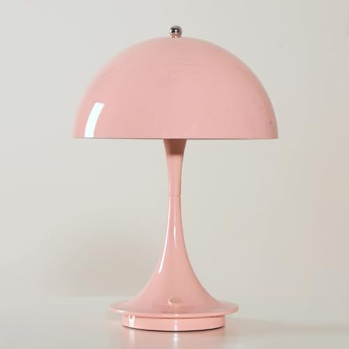 LOGT Pilz Lampe Kabellos Tischleuchte Akku Pilzlampe Rosa