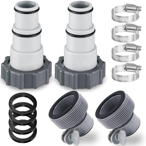 Adaptateur de Tuyau de Piscine, 4 Pcs Adaptateur Tuyau Piscine 32 38, Adaptateur de Tuyau de Rechange pour Pompes, Adaptateur Pompe Piscine Adaptateur A et type B, pour Tuyau de Piscine Ø 32 et 38 mm