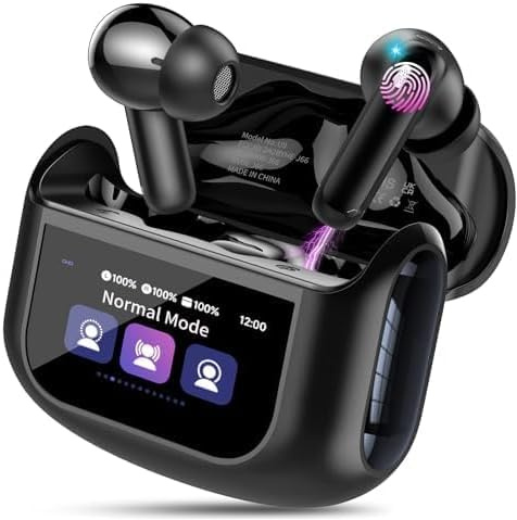 Thunelec Auriculares Inalambricos con Pantalla Táctil LED, 2026 Nuevo Auriculares Bluetooth 5.4 con Reducción de Ruido ANC+ENC y HD Mic, 48H Cascos Inalambricos con HiFi Estéreo/5 Modos EQ, Negro Pur