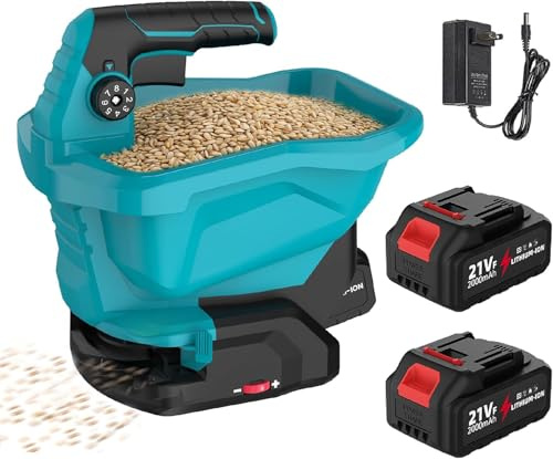 Esparcidor de abono con batería Makita de 18 V, universal, 3,3 L, regulación de velocidad de 6 niveles, regulación de la dispersión de 8 niveles, para fertilizantes, semillas, sal, sin batería (2