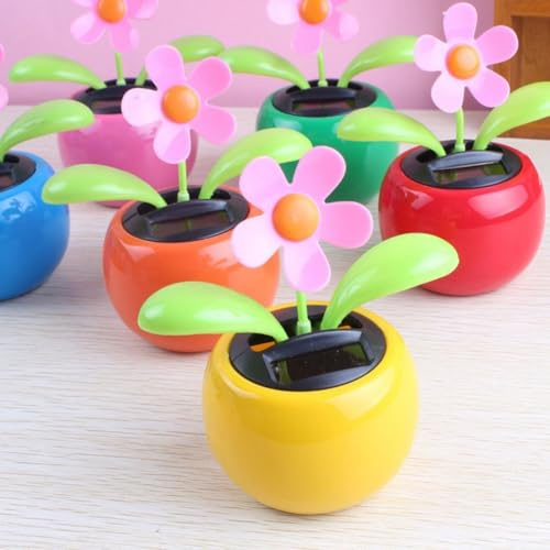 Feeshoppher Solarbetriebener Wackelkopf, tanzende Blumen, 4 Stück, schwingende Bewegung, Marienkäfer, Gänseblümchen, Bienen-Design, Büro-Schreibtisch und Auto-Armaturenbrett, zufällige Farbe