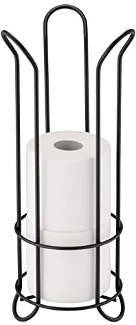 mDesign Toilettenpapierhalter freistehend – moderner Papierrollenhalter fürs Badezimmer – Klopapierhalter mit Halterung für 3 große Reserverollen – schwarz