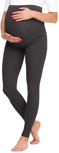Be Mammy Mallas Leggins Premamá Largos BE20-257(Melange Oscuro, XL)