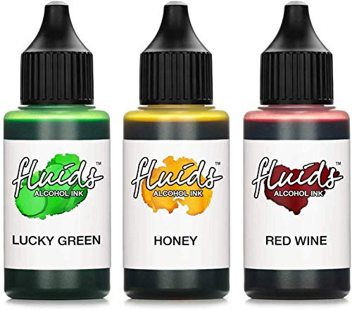 Octopus Bläckfisk 3 x 30 ml vätskor alkohol bläck set tur grön, honung, rött vin för flytande konst och hartskonst, epoxiharts, epoxi