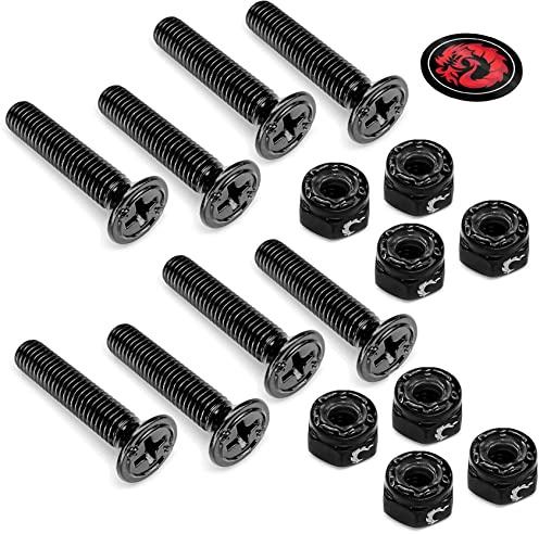Fireball Dragon Black Stainless Steel Skateboard Hardware Set (Flat Phillips, 1.25)