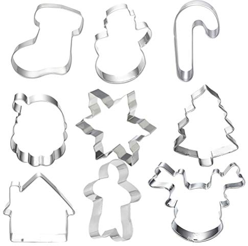 Cabilock 9 Pezzi Stampo Per Biscotti Natalizi in Acciaio Resistente Formine Per Biscotti Per Cottura Al Forno Stampi Lettere Per Pasticceria Utensili Da Cucina Forno