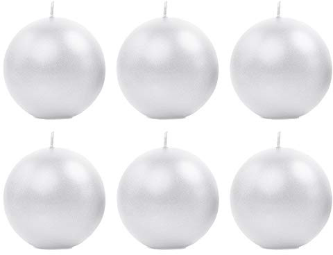 DekoHaus Kugelkerzen Perlmutt Metallic 8 cm – 6 Stück Kerzen rund, Brenndauer ca. 20 Std, Dekokerzen für Hochzeit, Taufe, Geburtstag, Weihnachten, Dinner