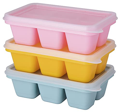 Theuwnee® 3 Packs Mini Eiswürfelschale, leicht zu lösende Silikoneisformen mit abnehmbaren Deckeln, perfekt für Getränke, Gefrierschrank, Whisky und Cocktail, LFGB-zertifiziert und BPA-frei