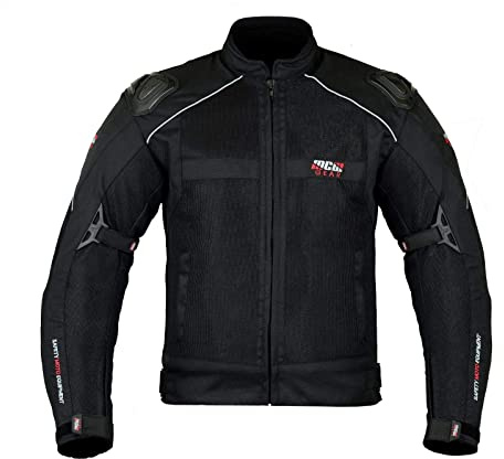 MCW Mens Mesh Air Vent Motorcycle Motorbike Armour Jacket CE Protector Mesh Summer Jacket Black (L)