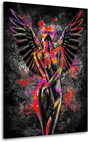 Kunstgestalten24 Leinwandbild Sensual Angel Pop Art Stil Wandbild Kunstdruck Dekoration Übergrößen