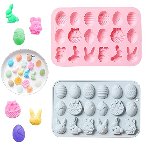 Stampo in silicone di Pasqua, 2Pcs Pasquale Coniglietto Stampo in Silicone, Uovo di Pasqua Silicone Stampi, 3D per Cioccolato Stampo Uovo di Coniglio Pasquale, Per La Decorazione Di Torte Pasquali