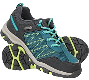 Mountain Warehouse Stampede Kids Walking Shoes - Lightweight & Waterproof Sneakers with Suede & Mesh Upper for Boys & Girls - for Spring Summer, Wet Weather Two Tone Green Junior Shoe Size 3