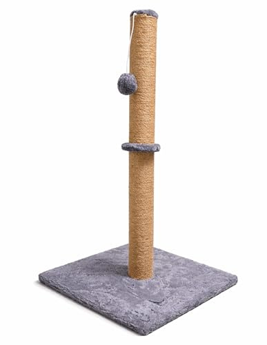 Unibos Cat Scratching Post Cat Activity Centre Kitty Climbing Tree Tall Scratching Posts for Adult Cats Vertical Full Cat Scratcher with Natural Sisal Rope Hanging Ball and Carpet Covered Heavy Base