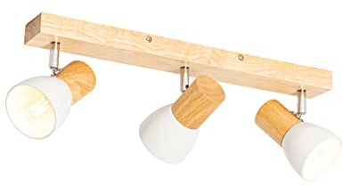 Qazqa Verstellbarer Deckenstrahler, Deckenspot - Thorin - Naturel, max. 40W, Geeignet für LED, 53.1cm, Rechteckig, 3-flammig, Ideal als Küche lampe und Wohnzimmerlampe