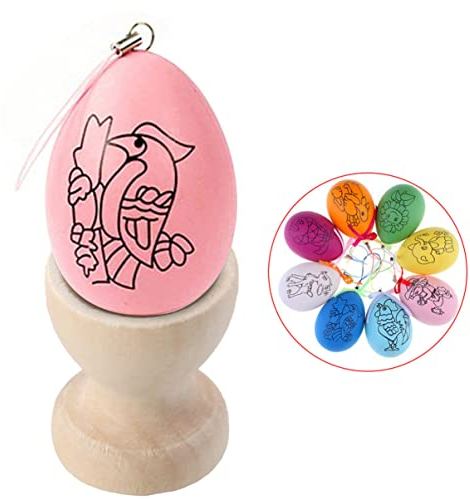 Gadpiparty 15pcs Wooden Egg Holder Stand DIY Craft Egg Tray Wine Glass Shape Tabletop Display for Kids Painting